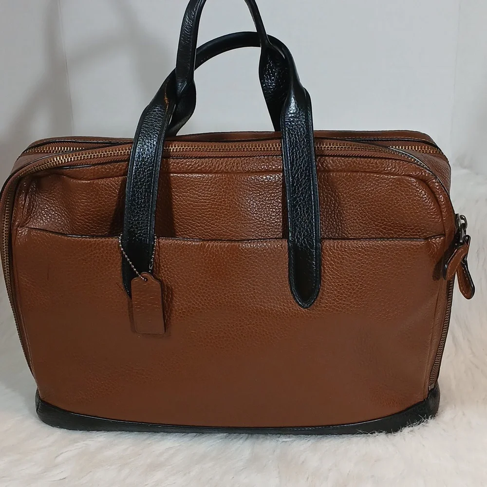 Coach Hamilton Brown Leather Double Zip Men's Briefcase/ Shoulder Bag - Picture 13 of 16